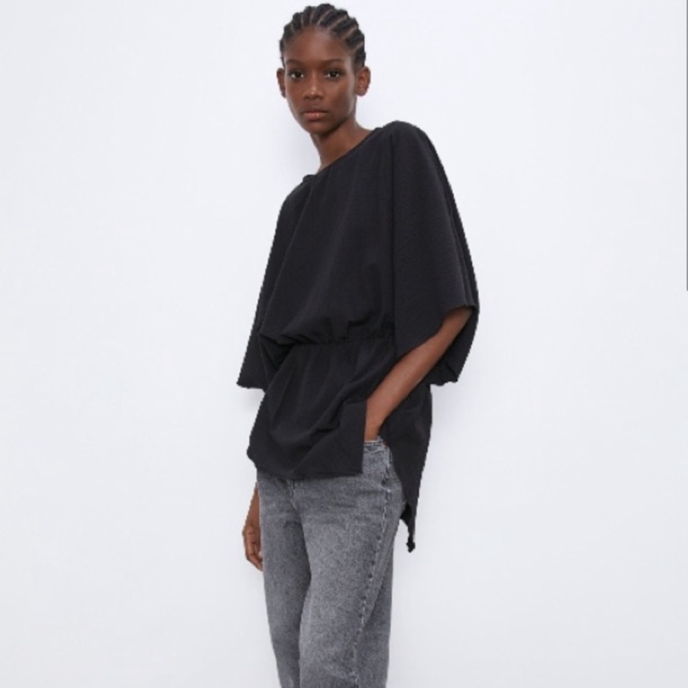 NWOT Zara asymmetrical boho Sleeve Top - Picture 9 of 10